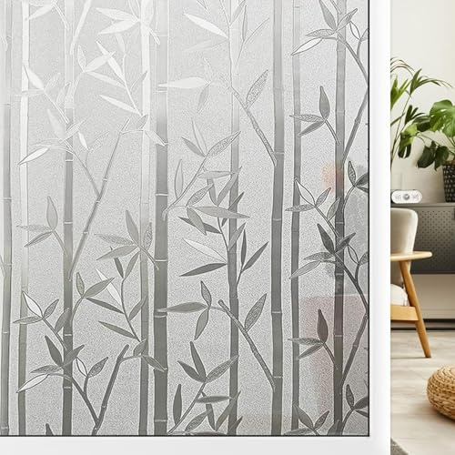 Fensterfolie Selbsthaftend Blickdicht 100 x 200 cm Selbstklebend Suncatcher Sticker Blickschutz, Sonnenschutz, Entfernbar, Statisch Haftend, für Zuhause, Bambus