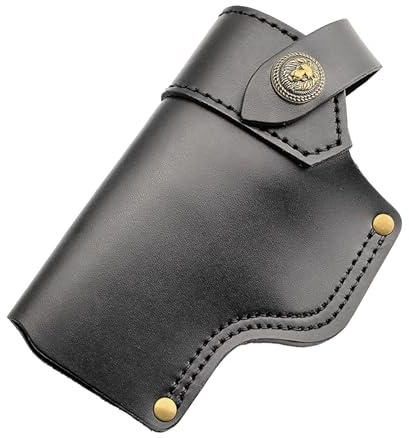 Leder Pistolenholster, Schnellverschluss Pistolengürtelhalter, Taktische Pistole Holster, Waffenholster Holster Pistole IWB Lederholster für 17/19/23/26/27/29/30/32/33 (Schwarz)