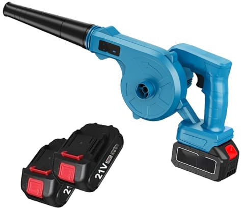 VOLTIX Soffiatore a Batteria, Soffiatore Foglie Elettrico 21V, soffiatore aspiratore a batteria con 2 Batteria e Caricabatteria