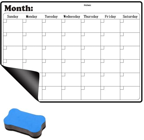 Magnetischer Monatsplaner für Kühlschrank, Montag bis Sonntag, wiederverwendbar, trocken abwischbar, Monatsplaner, Memo-Whiteboard-Kalender für Zuhause, Büro, To-Do-Liste (42 x 30 cm) (mit einem