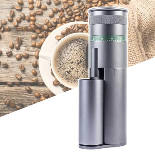 HCAUYNN Molinillo De Café EléCtrico con Muelas, Molinillo De Muelas CóNicas De Acero Inoxidable, Cuerpo De Aluminio, con Embudo/Cepillo De Limpieza Incluido, Finura De Molienda Ajustable,110V