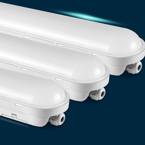 buling 3 Stück Feuchtraumleuchte LED 120CM, 36W 4500LM Lampe Röhre, Verknüpfbar Wannenleuchte IP65 Wasserfest Leuchtstoffröhre Leuchte für Büro Keller Garage, Kaltweiß 6000K