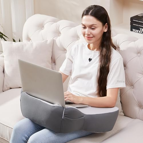 cooloo8 Portlands Laptop-Schreibtisch, Schoßschreibtisch mit Kissen, Laptop-Kissen für Schoß, tragbare Schreibtischunterlage, Gaming-Kissen, Arbeitskissen für Bett, Couch, Auto (dunkelgrau)