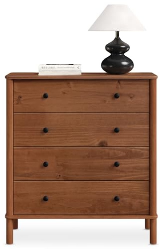 IDIMEX Kommode APOANA mit 4 Schubladen aus Massivholz in Kastanien Finish - Holzkommode skandinavisch, Schubladenschrank mit Stauraum, Schlafzimmerkommode im Landhausstil