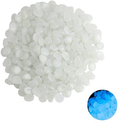 300 Pezzi Pietre Luminose da Giardino, Bianca Pietre Luminosi, Sassi Decorativi Fosforescenti per Esterni, Ciottoli Brillanti per Acquario, Prati, Terrazza e Vasi, Pietra Luminosa Bianco