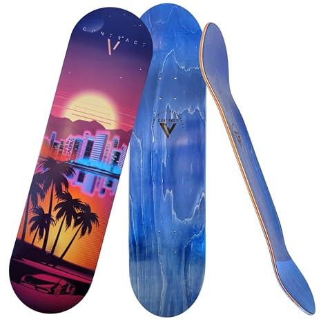 Contract 5 Skateboard Deck Beach-City - Größen 7.25|7.5|7.75|8.0|8.25 - 7-lagiges Ahornholz Deck - Medium Concave Standard Popsicle Shape - für Anfänger, Profis, Mädchen & Jungs