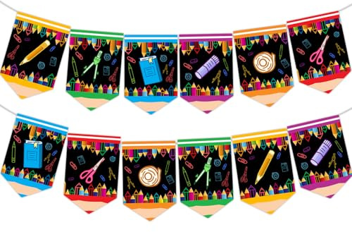 Ritorno a Scuola Striscione 2025, Decorazione Primo Giorno di Scuola Bentornato a Scuola Aula Back to School Feste Studenti Accessori per Foto (Nero)