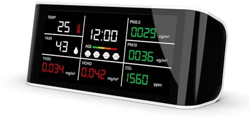 KOROBIE Rilevatore di Gas, DM69-WIFI Rilevatore di qualità CO2 PM2.5/10/HCHO Tester for sensori di Gas Temperatura umidità 2 in 1 per Lavoro e casa