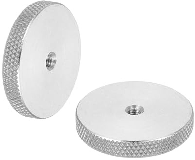 sourcing map 2 Pcs M4 Flat Knurled Thumb Nuts, 304 Stainless Steel Flat Head Diamond Knurled Through Hole Lock Adjusting Nuts Fasteners for Electronic, Machine, D30 x H5mm
