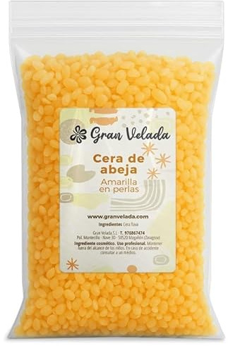 Gran Velada - Cera d'api gialla naturale in perle | Cera Flava per cosmetici, saponi e candele | Emulsionante efficace per creme, unguenti e fai da te | Formato risparmio | 1000 g