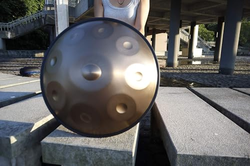 Handpan-Trommel mit 9 Tönen in D-Kurd-Skala (440 Hz) – Gold Finish Gen 4 Stahlzungentrommel für Meditation & professionelle Leistung