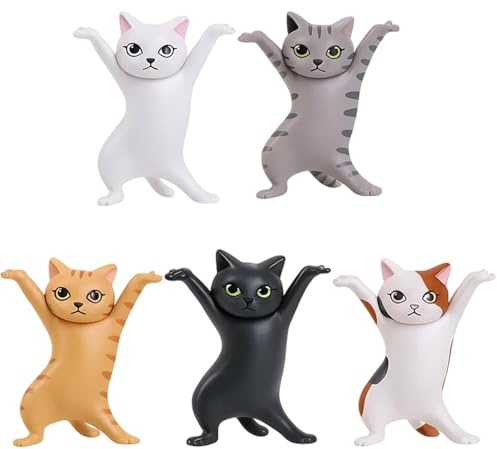 JazRvr 5 Stück Büro Gadgets, Schreibtisch Deko, Katzen Deko, Tanzende Katzen, 6 cm, Für Büro, Zuhause, Geschenk