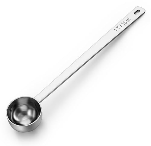 Long Handle Coffee Scoop 1 Tablespoon Measuring Spoon 15ml Stainless Steel Coffee Spoons Metal Teaspoon Scoop for Coffees, Sauce, Oil and Spices