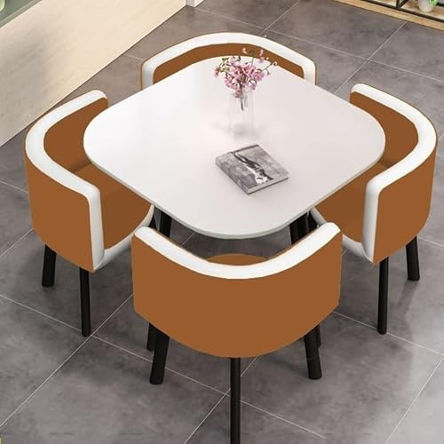 MFD Esstisch-Set mit 4 Stühlen, moderner Konferenztisch für Büro, stilvolles Rotondo-Design, perfekt für Zuhause und Arbeitsplatz (DF87)