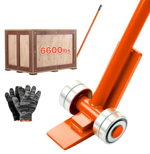 VEVOR Barra de Palanca de Acero al Carbono con Ruedas, Extractor de Palés 152,4 cm, Capacidad de Carga de 2994 kg, Herramienta de Desmontaje de Madera con Guantes para Desmontar Tablas de Extracción