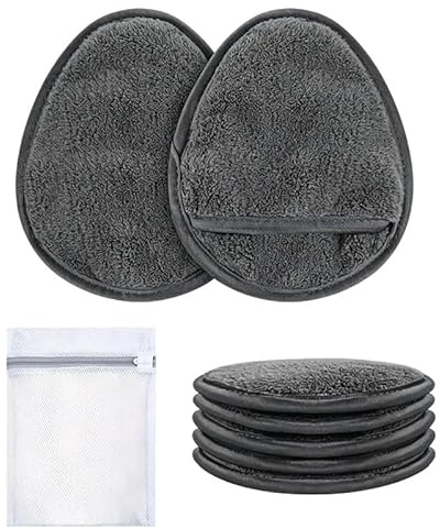 Sugeru Lot de 5 tampons démaquillants lavables en coton doux, réutilisables, gris, durables, avec sac à linge, lingettes démaquillantes pour tous les types de peau