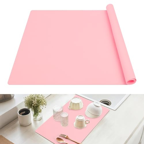 SOSMAR Extra Large Silicone Mats for Worktops 60x40cm, Silicone Sheet for Resin, Craft Painting Mat for Kids, Kitchen Worktop Protector, Heat Resistant, Non-Slip, Waterproof, Pink