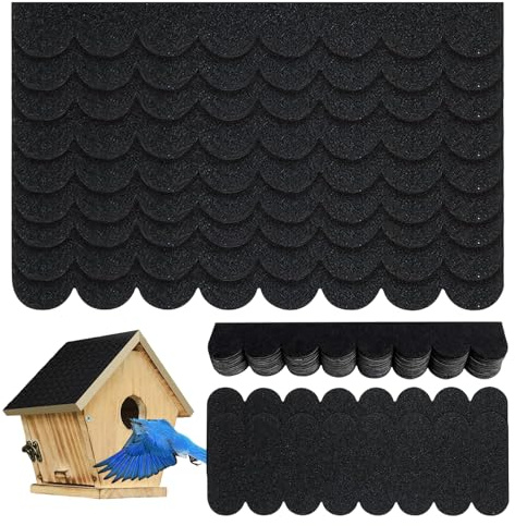 32 Stück Dachpappe für Vogelhaus, Wasserdicht Mini Dachschindeln Dachpappe Selbstklebend Bitumenschindeln für Vogelhaus Hundehütte Briefkastendächer Insektenhotel(Schwarz)