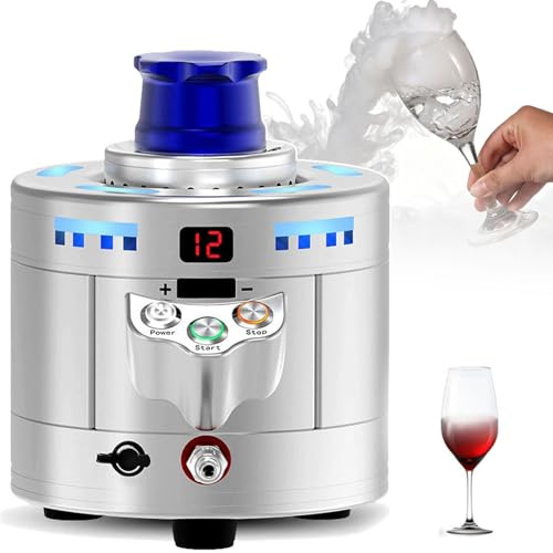 Raffreddatore di bicchieri, Mini macchina for ghiaccio secco multifunzionale, Produzione di ghiaccio secco 12-17 secondi,Raffredda fino a -42°C in soli 8 secondi, for ristoranti, yacht e bar(Silver)