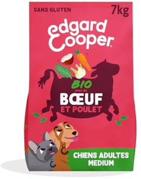 Edgard & Cooper Croquettes Chien, (Bœuf & Poulet Bio, 7kg), Sans Céréales, Viande fraîche et protéines de qualité, Vrais ingrédients pour chiens, Hypoallergénique, Sans sucres ajoutés
