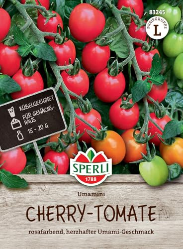 Sperli Cherry-Tomatensamen Umamini, F1 83245 - rosafarbend, herzhafter Umami-Geschmack - Inhalt für 5 Pflanzen - Gemüsesamen, Samen Gemüse, Saatgut