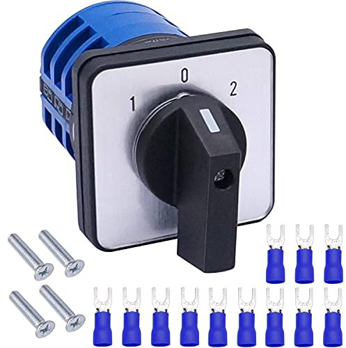 Taiss Universal Selector Changeover Switch 32A 690V 3 Position 12 Terminals Latching Rotary Cam Switch + SV2-4s Blue Connection Terminal LW26-32/3