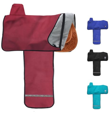 Harrison Howard Soft Fleece Lining Water-Proof Long-Lasting Reliable Protection Western Saddle Cover-Burgundy