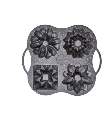 KARACA Cake Pro 4 moldes para tartas de color antracita fundido, construcción de aluminio fundido de alta calidad para hornear uniforme, revestimiento antiadherente sin PFOA