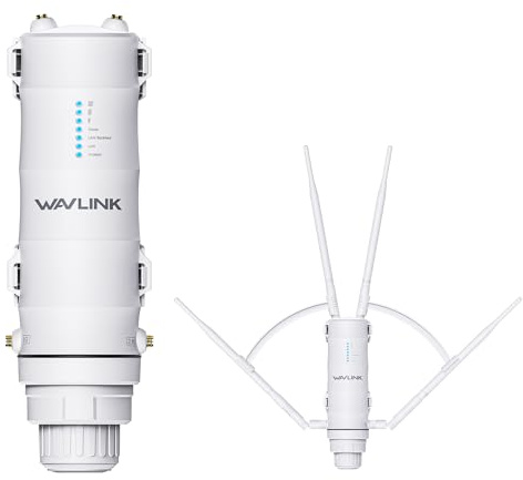 WAVLINK AC1200 Outdoor Long Range Weatherproof WiFi Extender/Wireless Access Point with Passive POE, Dual Band 2.4G+5G, 4x7dBi Omni Directional Antennas,Supports Router/AP/Repeater/Mesh Modes