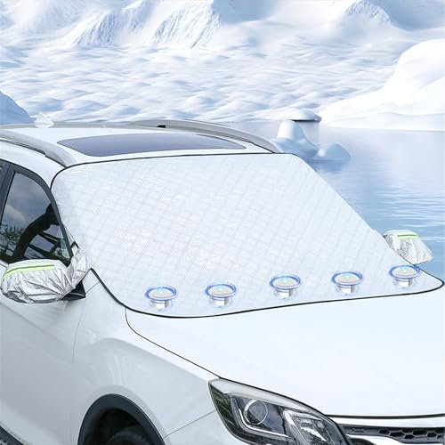 Copertura Auto, Telo Antigelo per Parabrezza Anteriore, Antineve, Antipolvere, Antighiaccio, Anti-UV, 160x116cm per Maggior Parte dei Veicoli