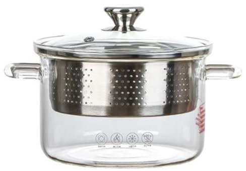 Clear Glass Cooking Pot, Kitchen Simmer Pot Stew Pot Soup Pot Stockpot with Anti-Stick net for Cooking(3.5L)