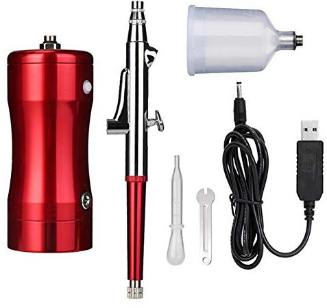 Topchances Mini compresseur aérographe multifonction Kit de pulvérisateurs de beauté pour maquillage, peinture, tatouage, décoration de gâteau, ongles (rouge)