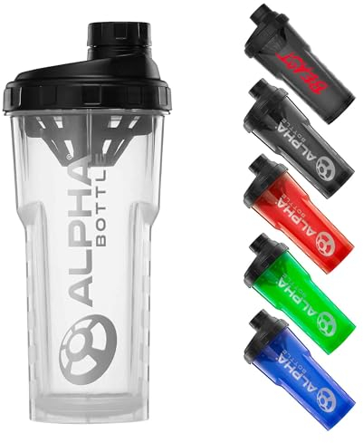 Alpha Designs Protein Shaker Bottle 750ml - Gym Gifts for Men & Women - 0.75L Gym Bottle for Protein Shakes - Leakproof Screw Cap - Clear