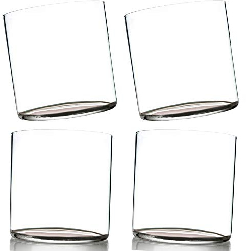 Amehla Ultra Thin Cocktail Glasses 12-ounce Double Old Fashioned Whiskey Glasses - Minimalist H20 Water Drinking Glass - (4)