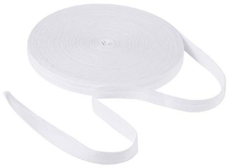 PandaHall 45 Meter 20 mm Baumwoll-Wimpelband, weißes Köperband, Fischgräten-Bänder zum Nähen, Schneidern, Änderungen, Handwerk