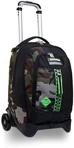 Seven TROLLEY, Rucksack mit Trolleyfunktion, Schulranzen mit Rollen, 3 in 1, Abnehmbarer Rucksack, ab 1. Klasse, für Schule, Gymnasium, Reisen&Freizeit, Mädchen&Jungen, mehrfarbig, JACK-2WD HALF BLACK