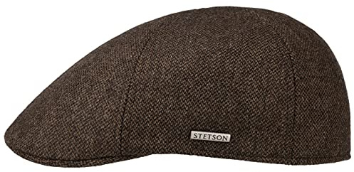 Stetson Texas Woolix Flatcap Schiebermütze mit Wollanteil Gefüttert Herren Made in the EU Herbst Winter braun XXL (62-63 cm)