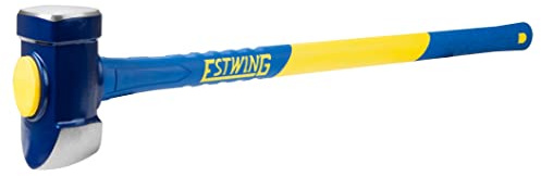 Estwing 10 Pound Head Hard Face Demolition Stake Driving 50 to 55 HRC Sledge Hammer with 36 Inch Textured Grip Fiberglass Handle, Blue/Yellow