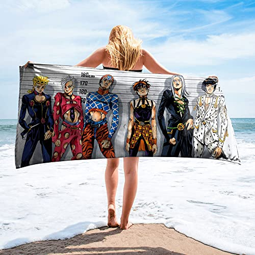 Tongyundacheng JoJo's Bizarre Adventure Strandtuch, Anime-Cartoon, bedruckt, Handtuch, Decke, Mikrofaser, saugfähig, schnell trocknend, Badetücher für Pool, Bad, Camping, Strand, Reisen
