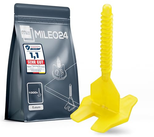 MILEO24 Fliesen-Nivelliersystem Fugenkreuze Set I 1000 x 1mm Gewindelaschen I Verlegehilfe Fliesenkeile - Satz I Fugen AUSWAHL 1-3mm