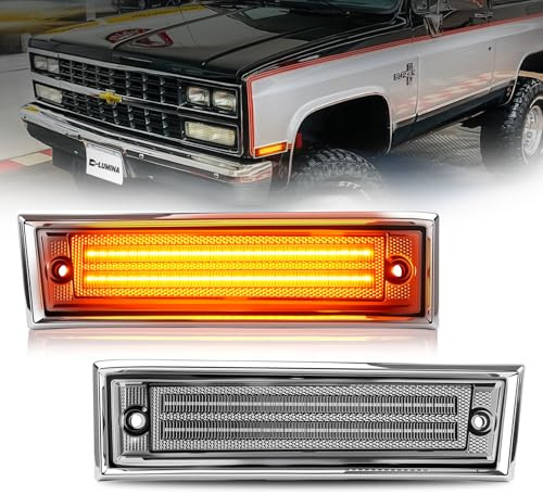 D-Lumina LED Side Marker Lights Clear Lens for 1981-1991 Chevy C10 C20 C30 GMC C1500 C2500 Suburban Blazer Jimmy, Front Fender LED Side Marker Light, Driver & Passenger Side, Pack of 2
