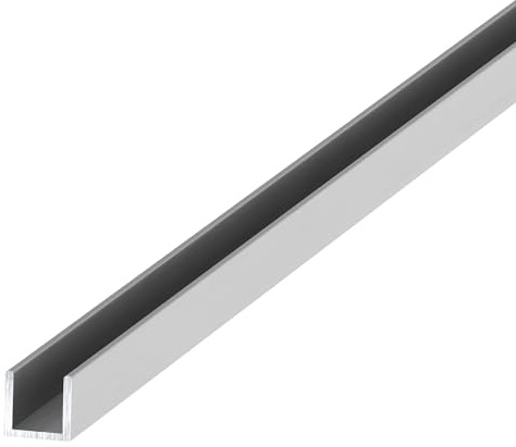 Brixwell Fixed Panel Deep U-Channel, Brite Anodized Finish for 1/2 Glass, 3/4 Height, 43/64 Width, 95 Length, Extruded Aluminum Frame, Frameless Shower U Channel, Aluminum U Channel