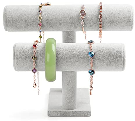 Artibetter Simple Necklace for Two Tier T-bar Displaygrey T Bangle Grey Rack Watch Tree Desktop Detchable Stand Jewelry Holder Stands Detachable Bar Organizer Tabletop Organization Bracelet