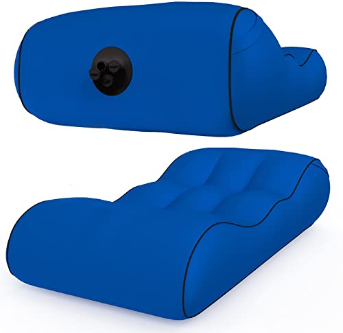 Luftsofa für Outdoor, Kissenentwurf Wasserdichtes Aufblasbares Sofa Air Lounger für Camping Stuhl, Park, Strand, Hinterhof,Navy Blue,180 * 83 * 45cm