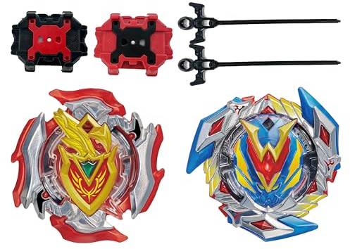 Gytobytle104 & 105 Bey Kampfkreisel Metal Fusion Blade Kreisel Set mit Launcher Griff Valtryek Achilles (Anfänger)