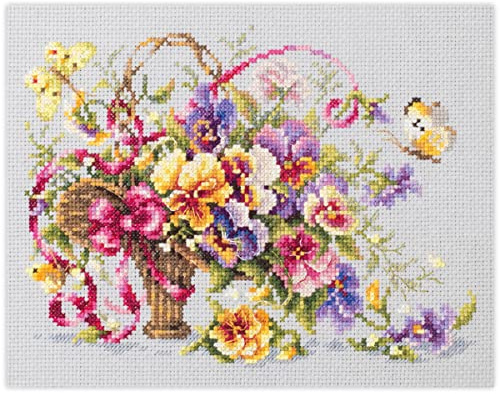Magic Needle 219-377 ZW Pansy Bouquet Counted Cross Stitch Kit Zweigart Edition Cotton Multi-Coloured 21 x 15 cm