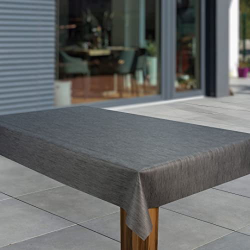 laro Wachstuch-Tischdecke Abwaschbar Garten-Tischdecke Wachstischdecke PVC Plastik-Tischdecken Eckig Meterware Wasserabweisend Abwischbar, Muster:Leinenoptik d. grau, Größe:110x180