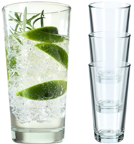 KADAX Verres à boisson, verres à cocktail en verre robuste, verres à long drink, verres universels pour eau, jus, boissons ou whisky (4 x 340 ml)
