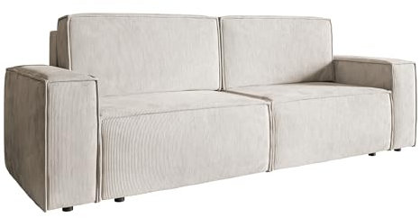 Verona Idee Sofa Madeira mit Schalffunktion -Cord- Sofa zum Entspannen Bettsofa Moderne Stil - Ideal für gesellige Zusammenkünfte - BEIGE/Grau