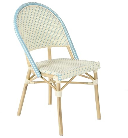 Oviala Chaise de terrasse bistrot Parisien en Aluminium et rotin Bleu